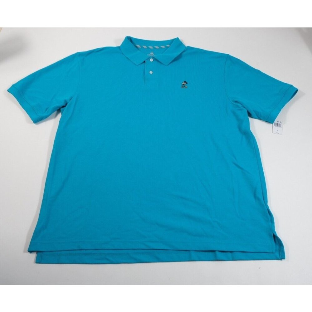 Disney Parks Mens Lite Blue Chest Mickey Collar Polo Shirt Sz XL